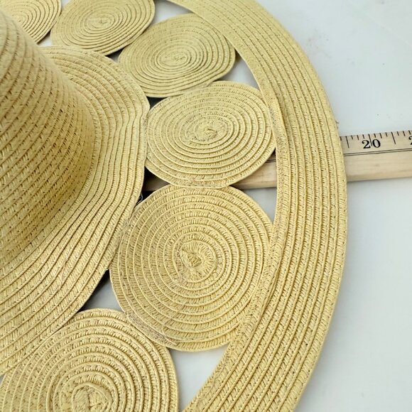 Oversized Wide Brim Sun Hat Straw Circle Resort Fashion Cruise Chic Kate Landry - Picture 12 of 15